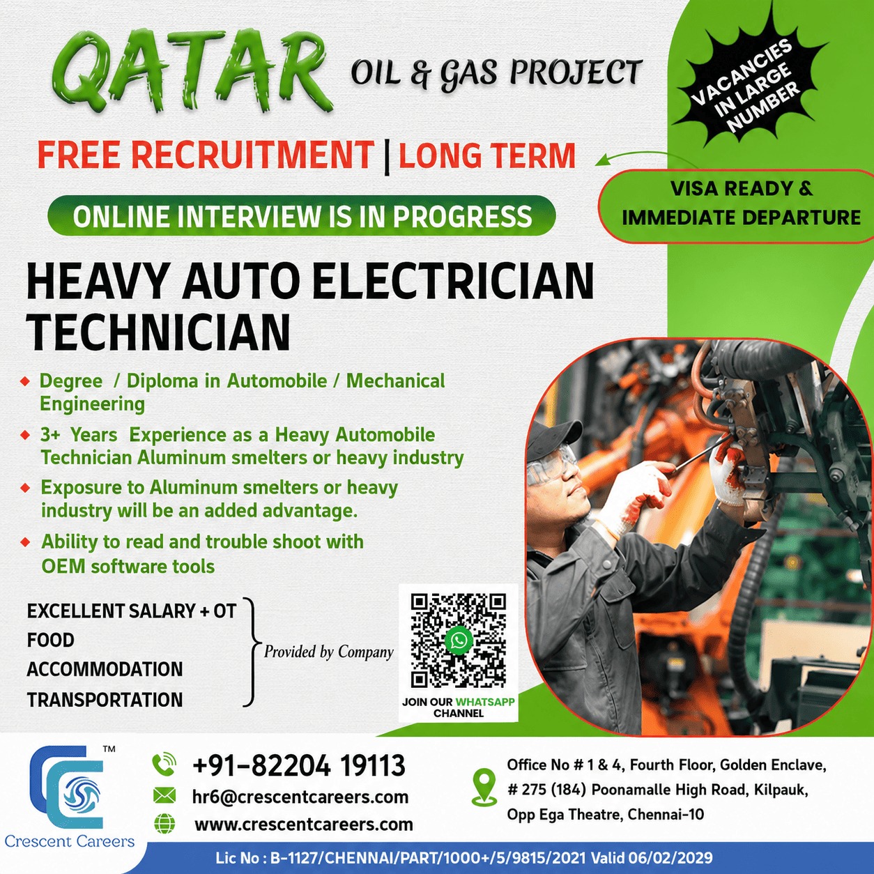 Qatar Recruitment: Heavy Auto Electrician Technician