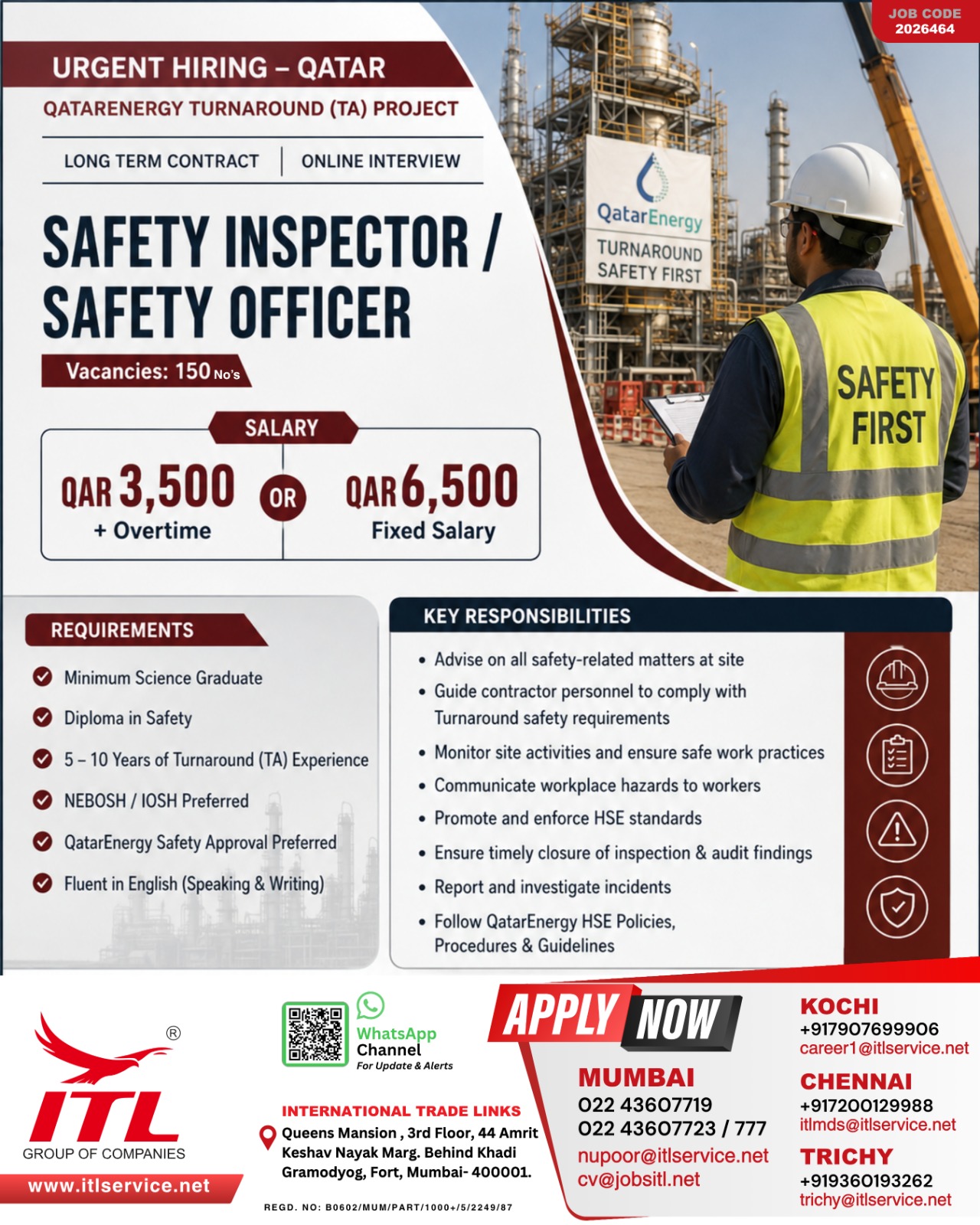 QatarEnergy Turnaround Project: Urgent Hiring for Safety Inspectors & Safety Officers
