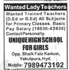Qualified Teachers Wanted for Unique High School