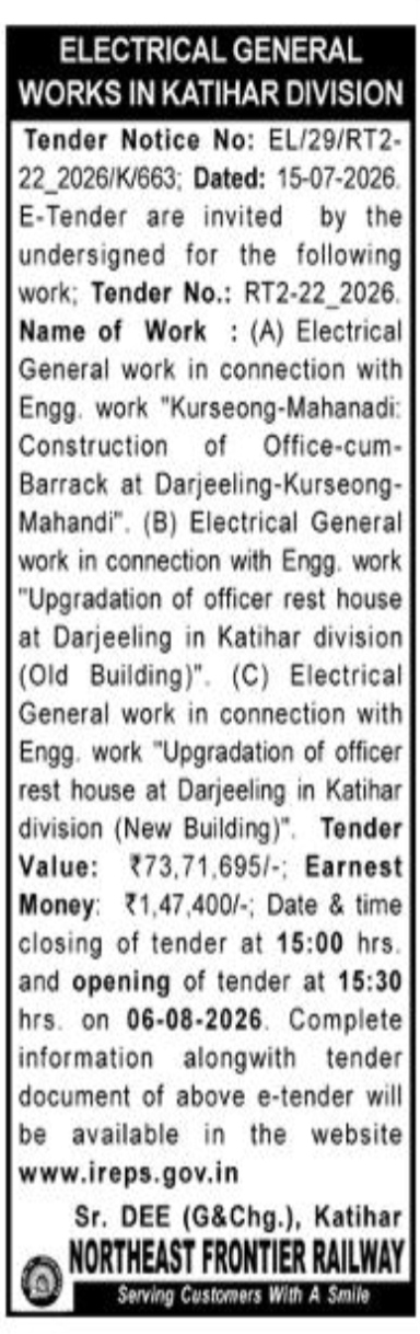 Railway Electrical General Works Tender