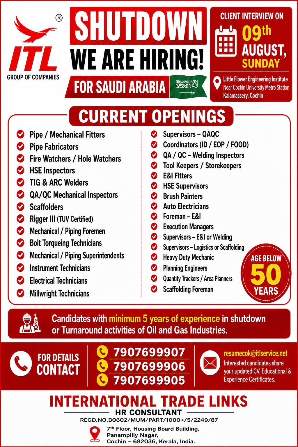 Recruitment Drive: ITL Group Shutdown Openings for Saudi Arabia