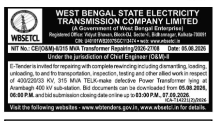 Repairing of 315 MVA TELK-make defective Power Transformer at Arambagh Sub-station