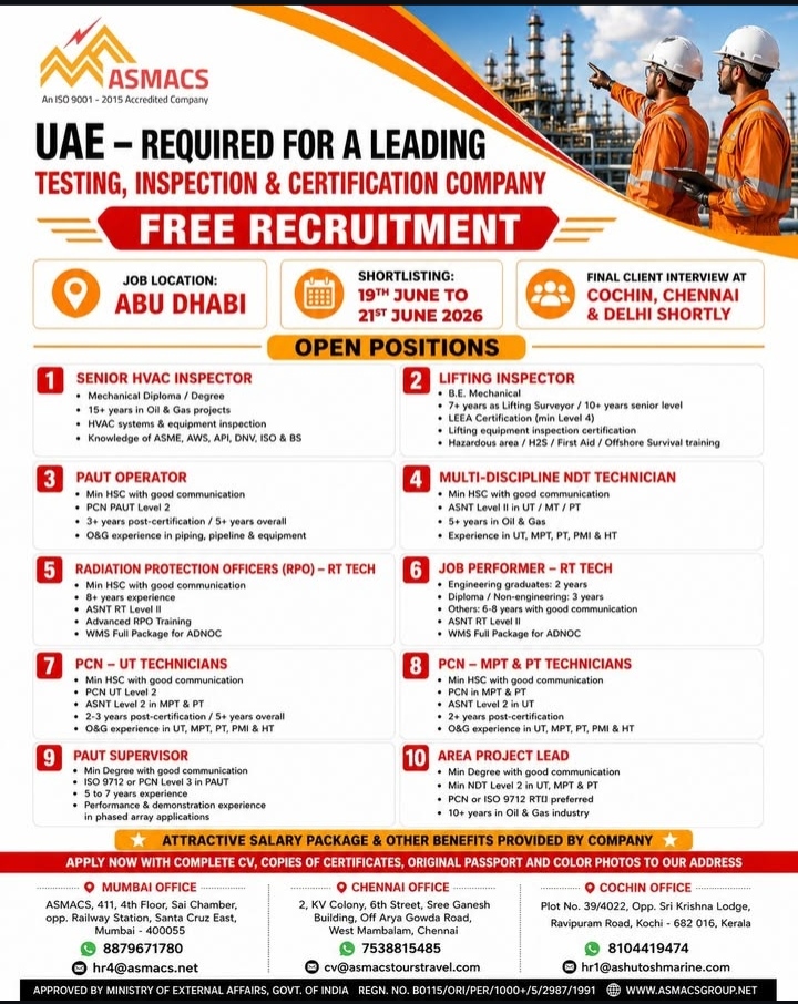 Required for a leading company in UAE