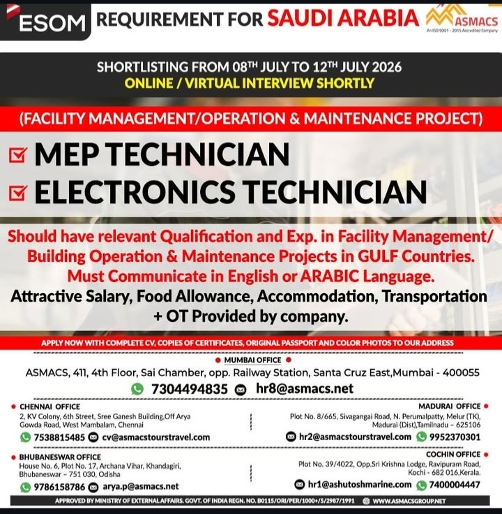 REQUIRENENT IN SAUDI ARABIA