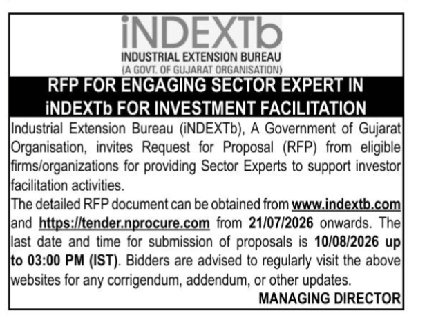 RFP for Sector Expert Engagement - iNDEXTb (Govt. of Gujarat)