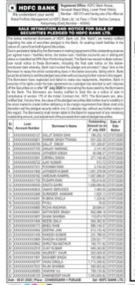 SALE INTIMATION NOTICE FROM HDFC BANK