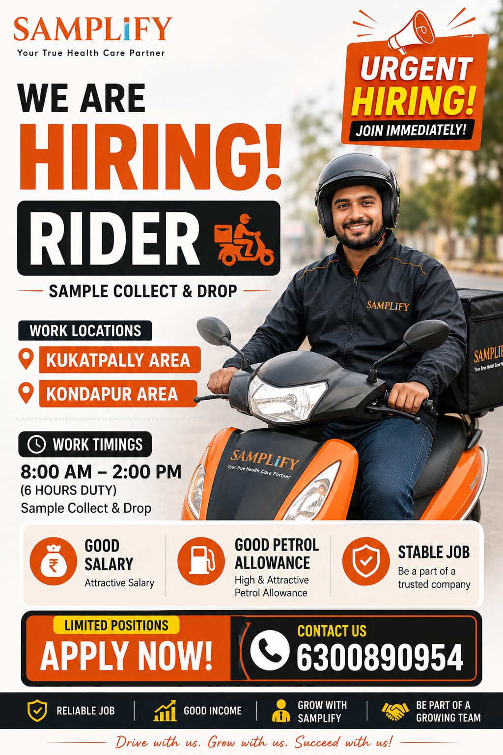 Samplify Urgent Hiring Flyer for Sample Collection Riders