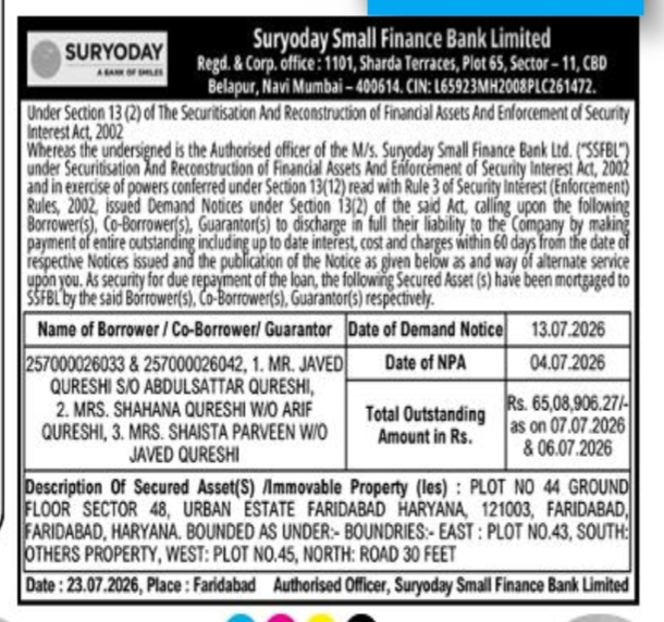 SARFAESI Act Possession/Demand Notice