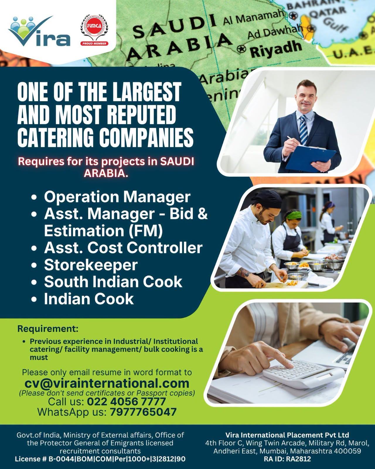 Saudi Arabia Catering Job Vacancies