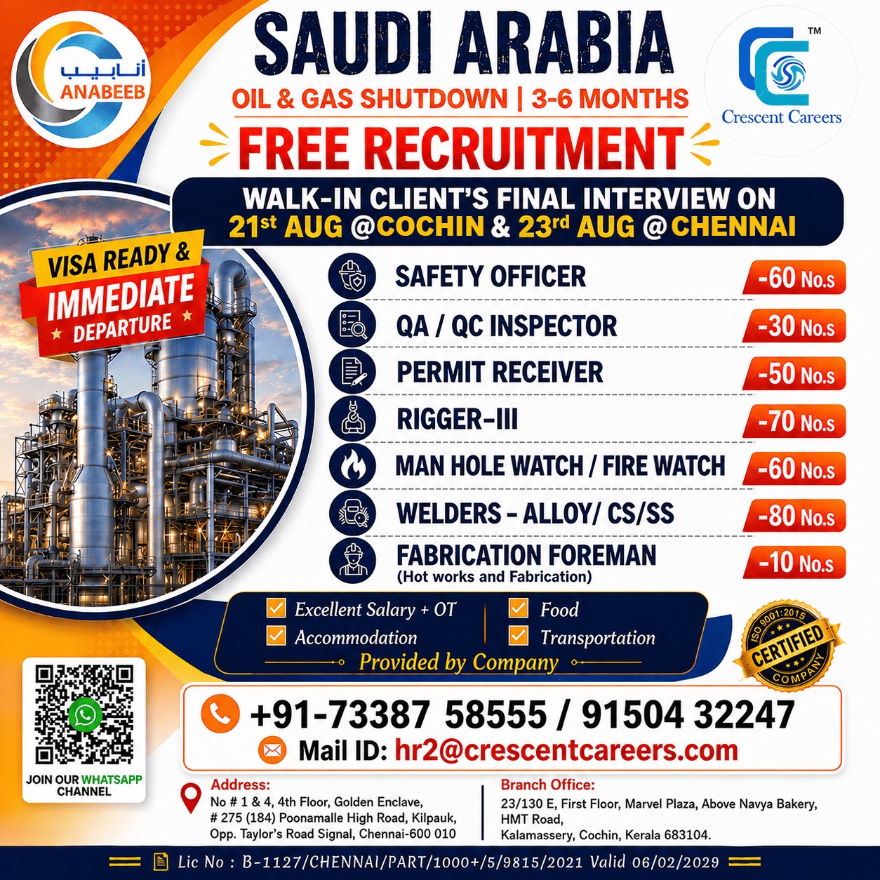 Saudi Arabia Oil & Gas Free Recruitment Drive Flyer