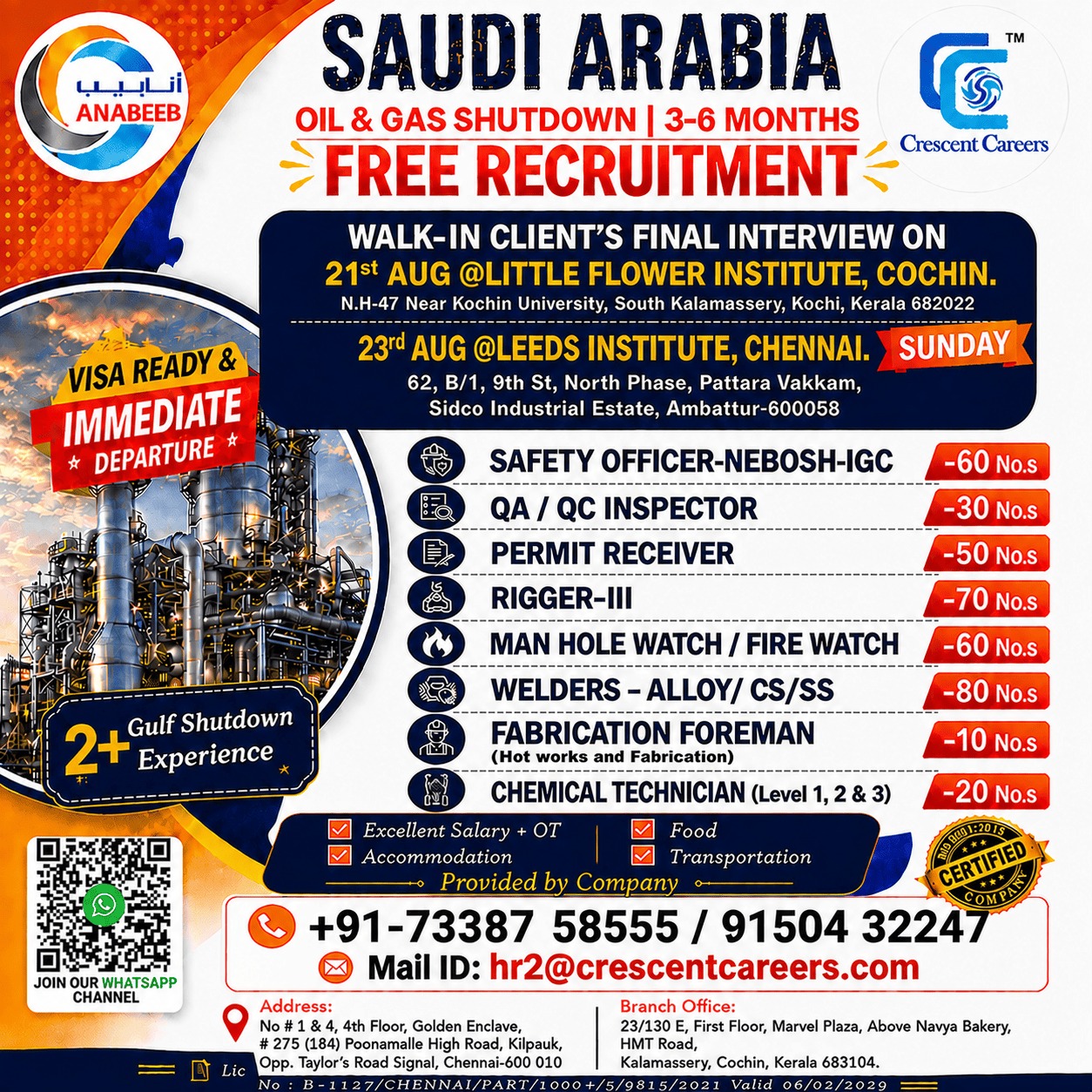 Saudi Arabia Oil & Gas Free Recruitment Drive Flyer