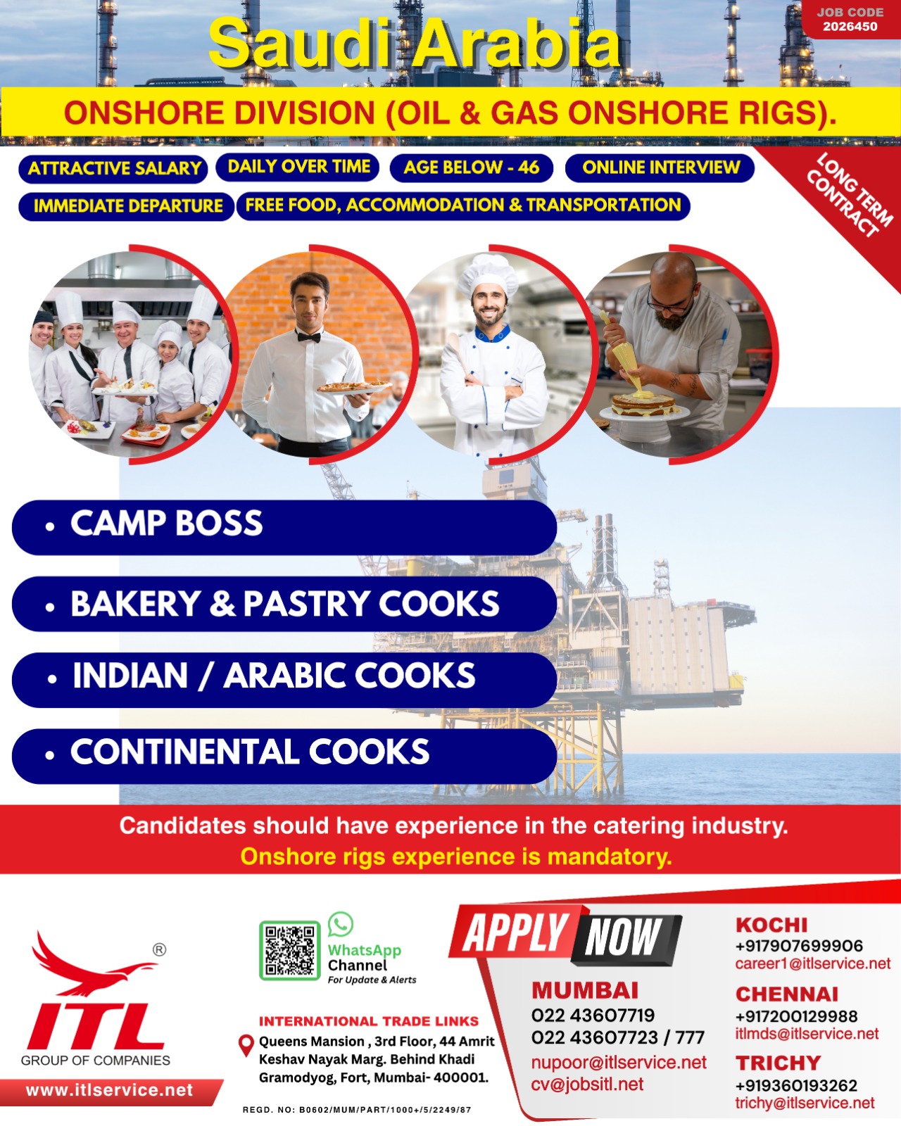 Saudi Arabia Onshore Rig Catering Jobs
