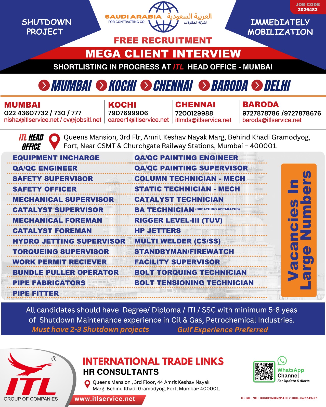 Saudi Arabia Shutdown Project Recruitment 2026