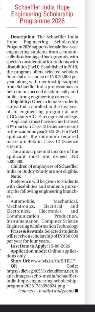 Schaeffler India Engineering Scholarship 2026 Details & Eligibility