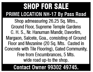 SHOP FOR SALE -GOA