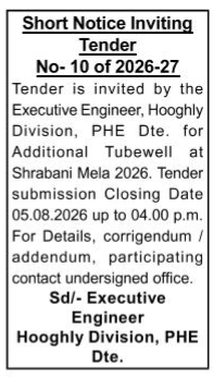 Short Notice Inviting Tender No- 10 of 2026-27