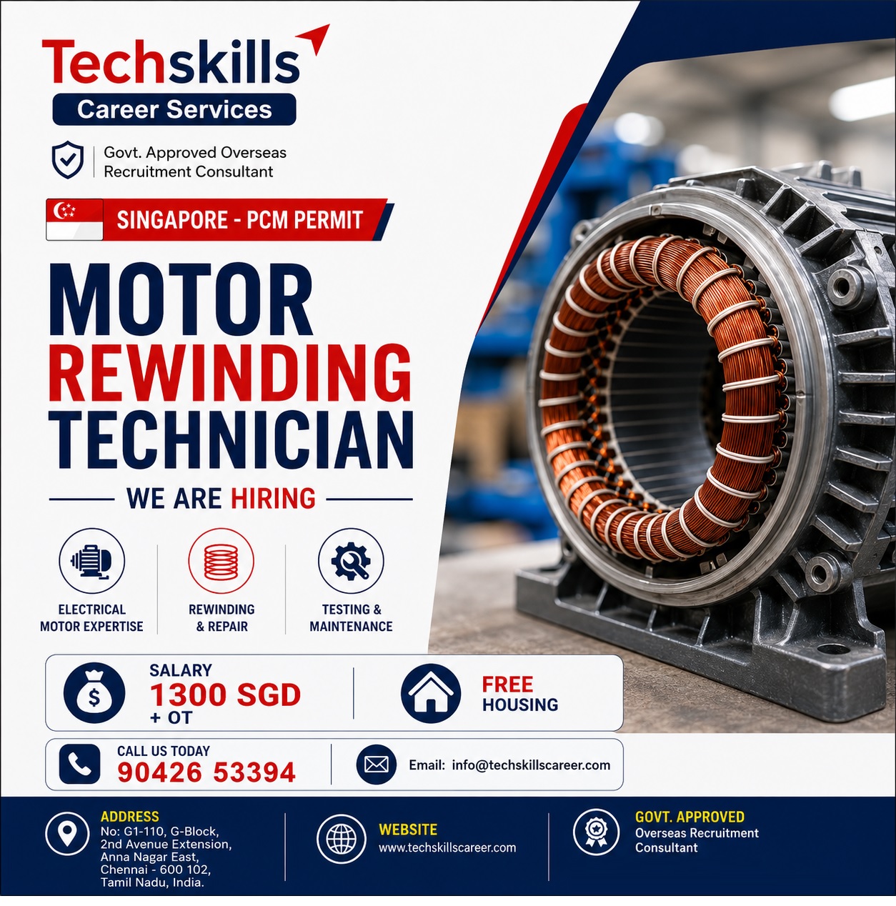 Singapore Job Vacancy: Motor Rewinding Technician