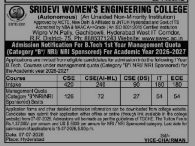 SRI DEVI ACADEMIC ADMISSION