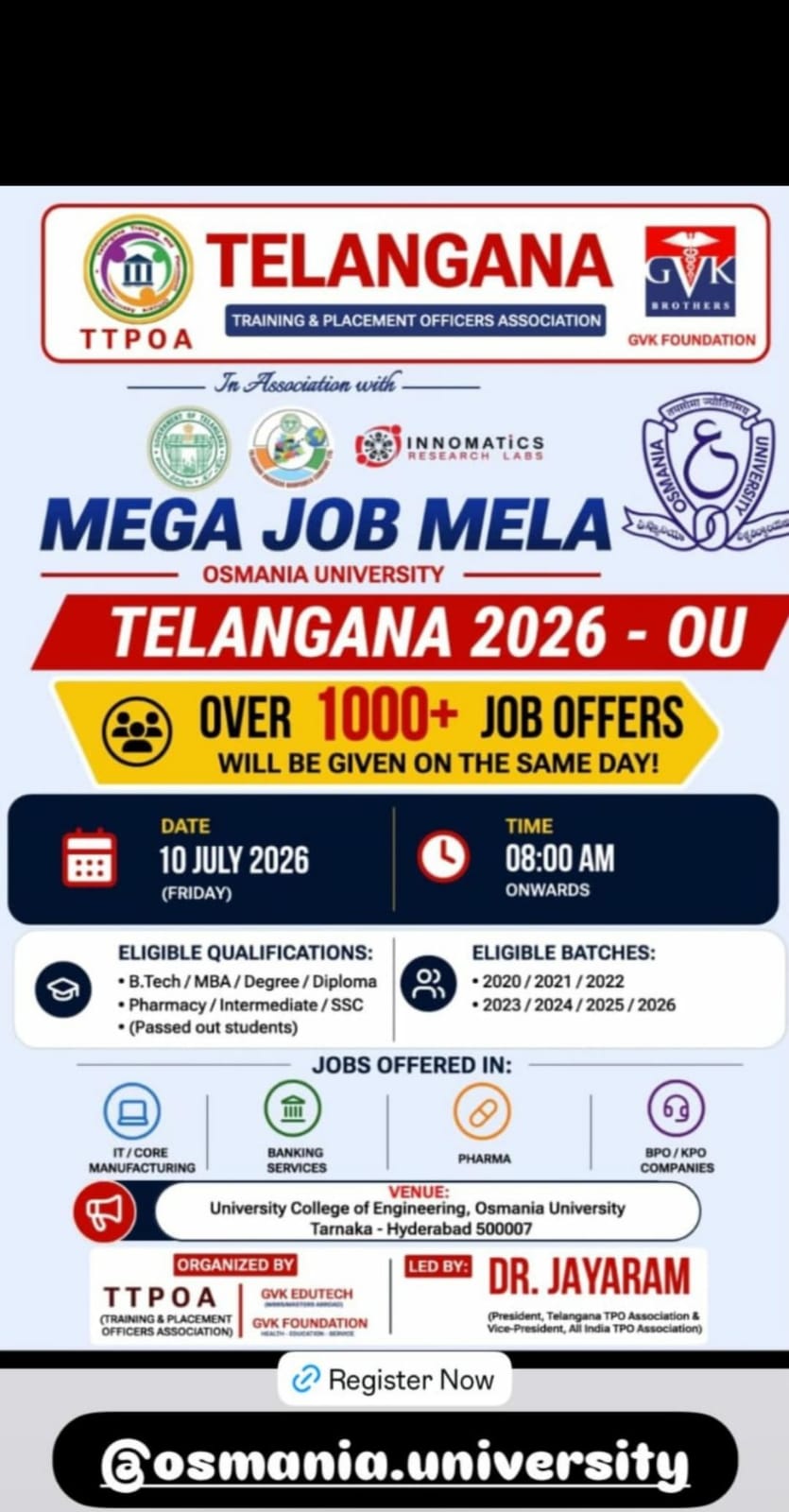 TELANGANA JOB OPENING