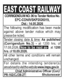 Tender Extension Notice: East Coast Railway
