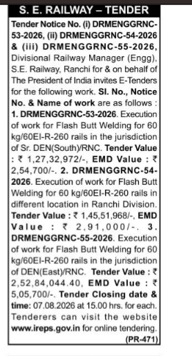 TENDER NOTICE FOR 3 SEPARATE WORK