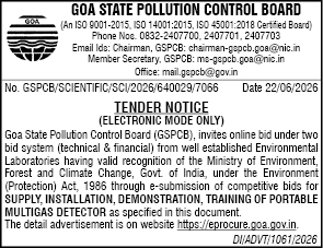 Tender Notice for Portable Multigas Detector by Goa State Pollution Control Board