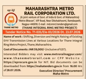 Tender Notice for Shifting EHV Transmission Lines for Thane Integral Ring Metro Project