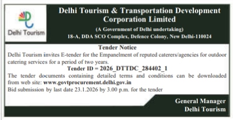TENDER NOTICE FROM DELHI TOURISM