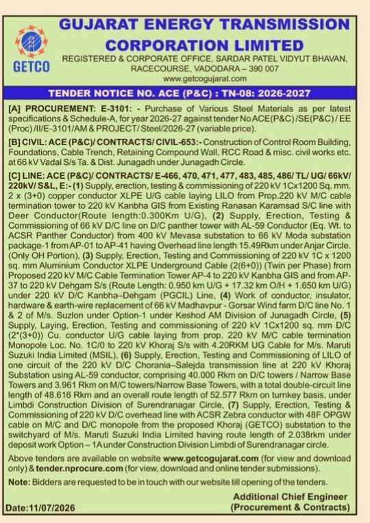 TENDER NOTICE GUJRAT