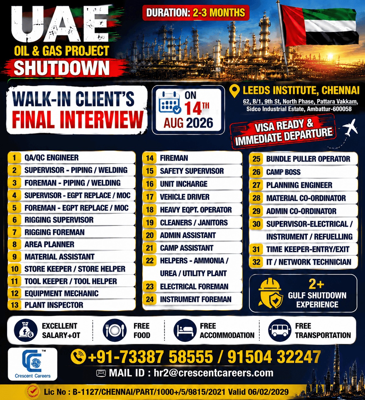 UAE Oil & Gas Project Shutdown Recruitment
