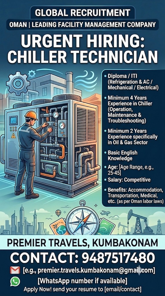 Urgent Hiring: Chiller Technician (Oman)
