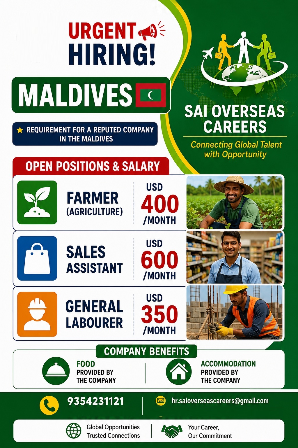 URGENT HIRING FOR MALDIVES