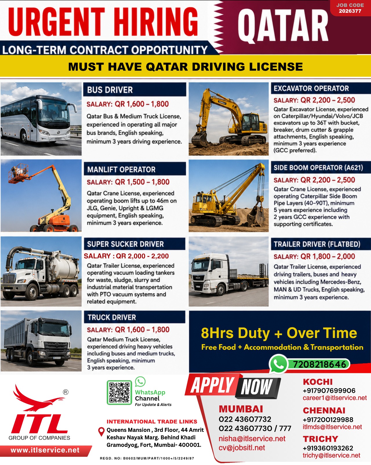 Urgent hiring for qatar