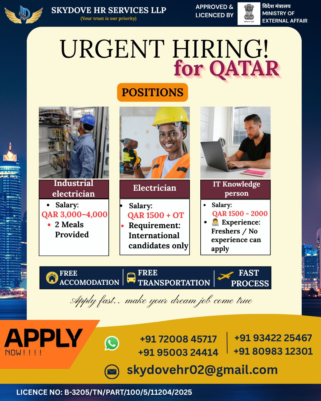 Urgent hiring for qatar