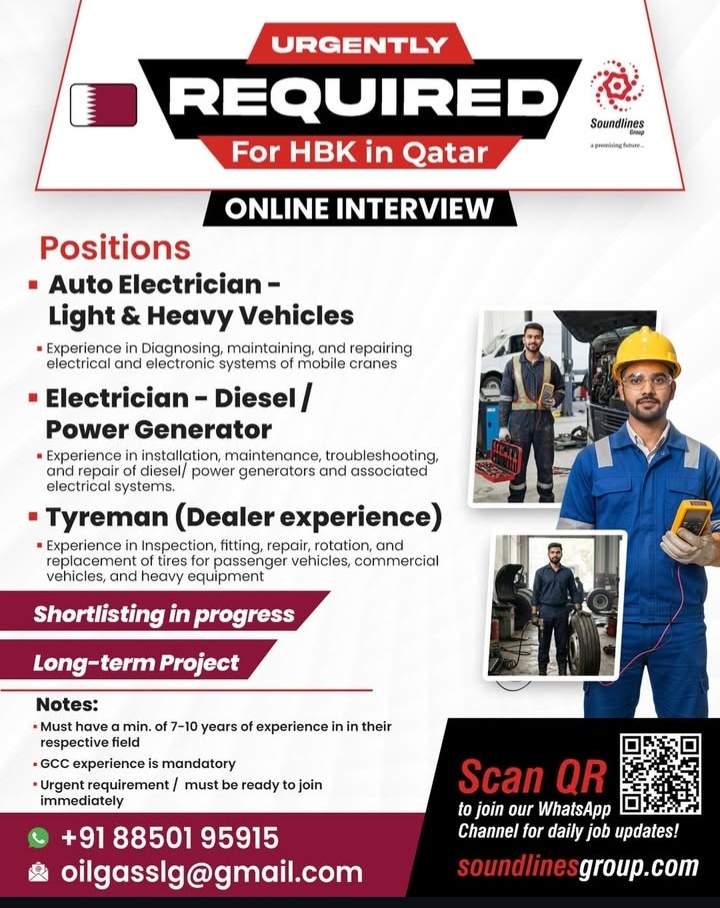 URGENT HIRING FOR QATAR
