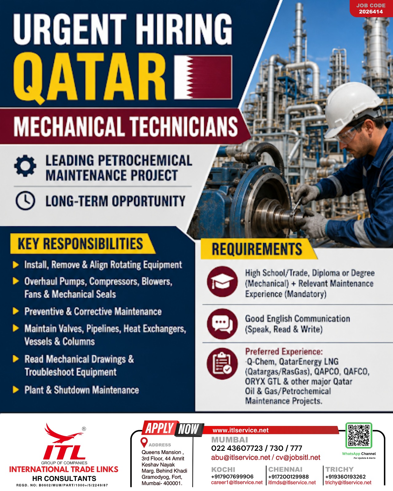 URGENT HIRING FOR QATAR