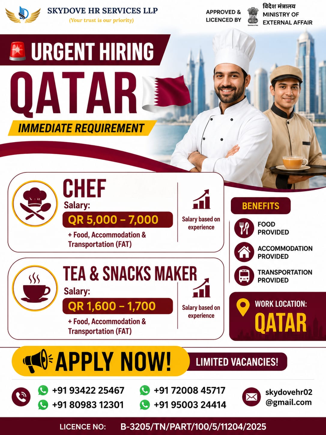 URGENT HIRING FOR QATAR