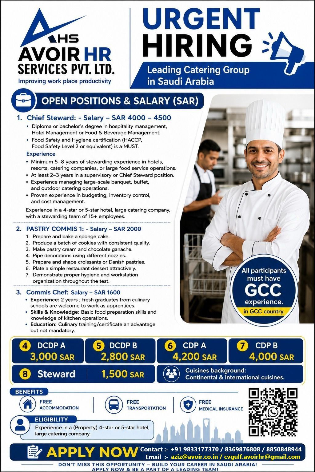 urgent hiring for Saudi Arabia