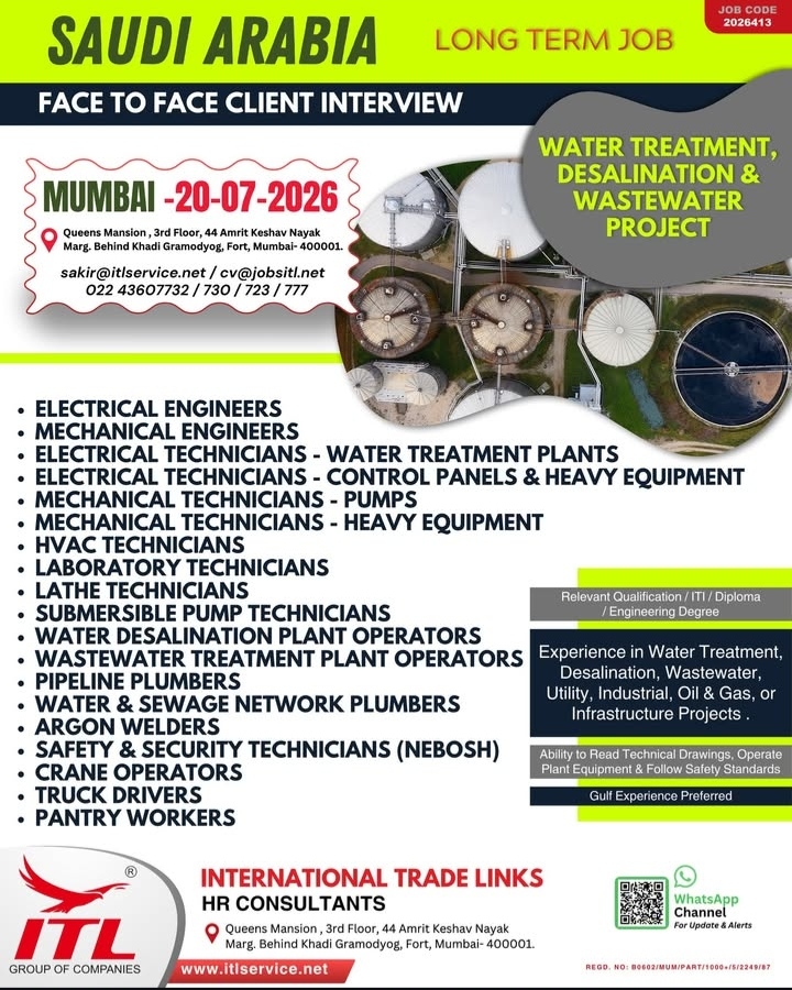 URGENT HIRING FOR SAUDI ARABIA