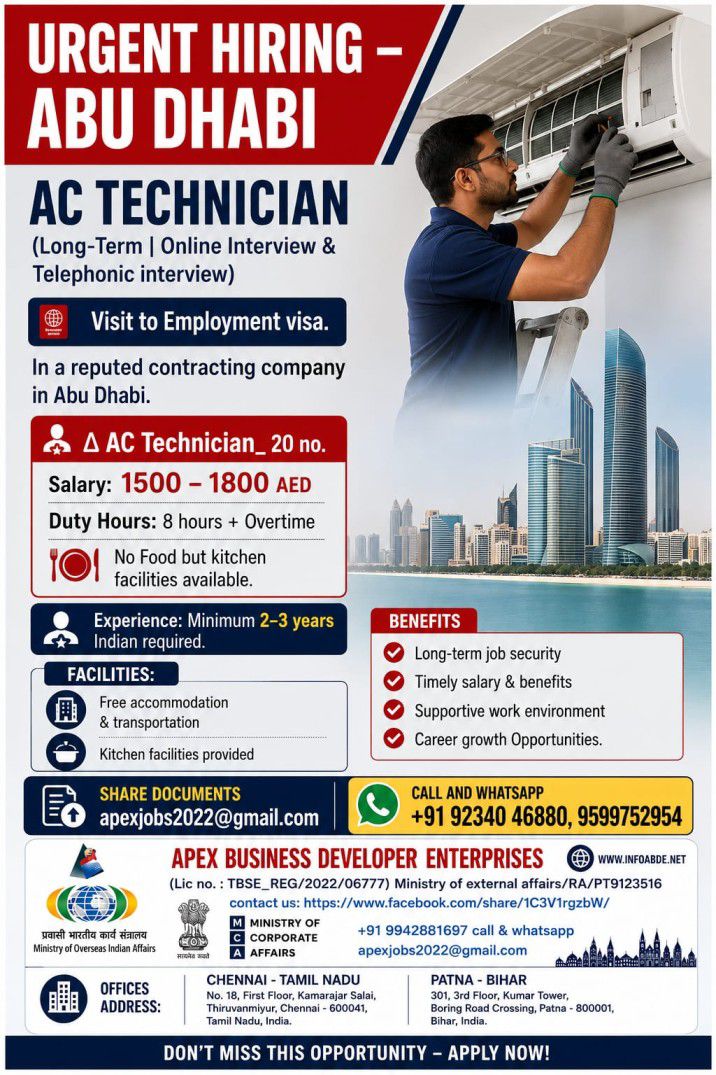 Urgent hiring In Dubai