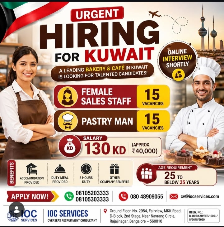 Urgent hiring in Kuwait