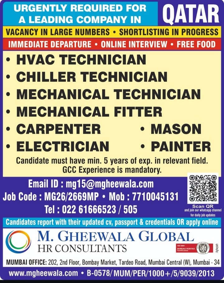 urgent hiring in Qatar