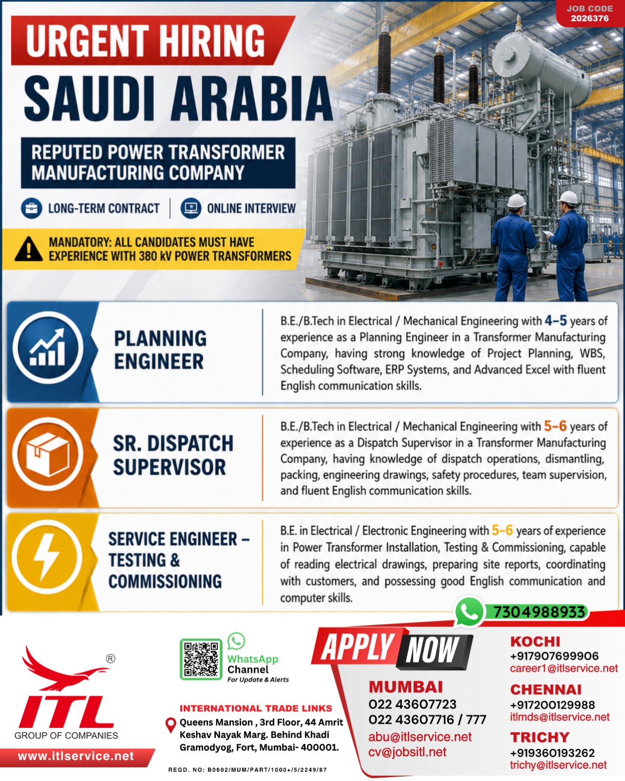 Urgent hiring in Saudi arabia