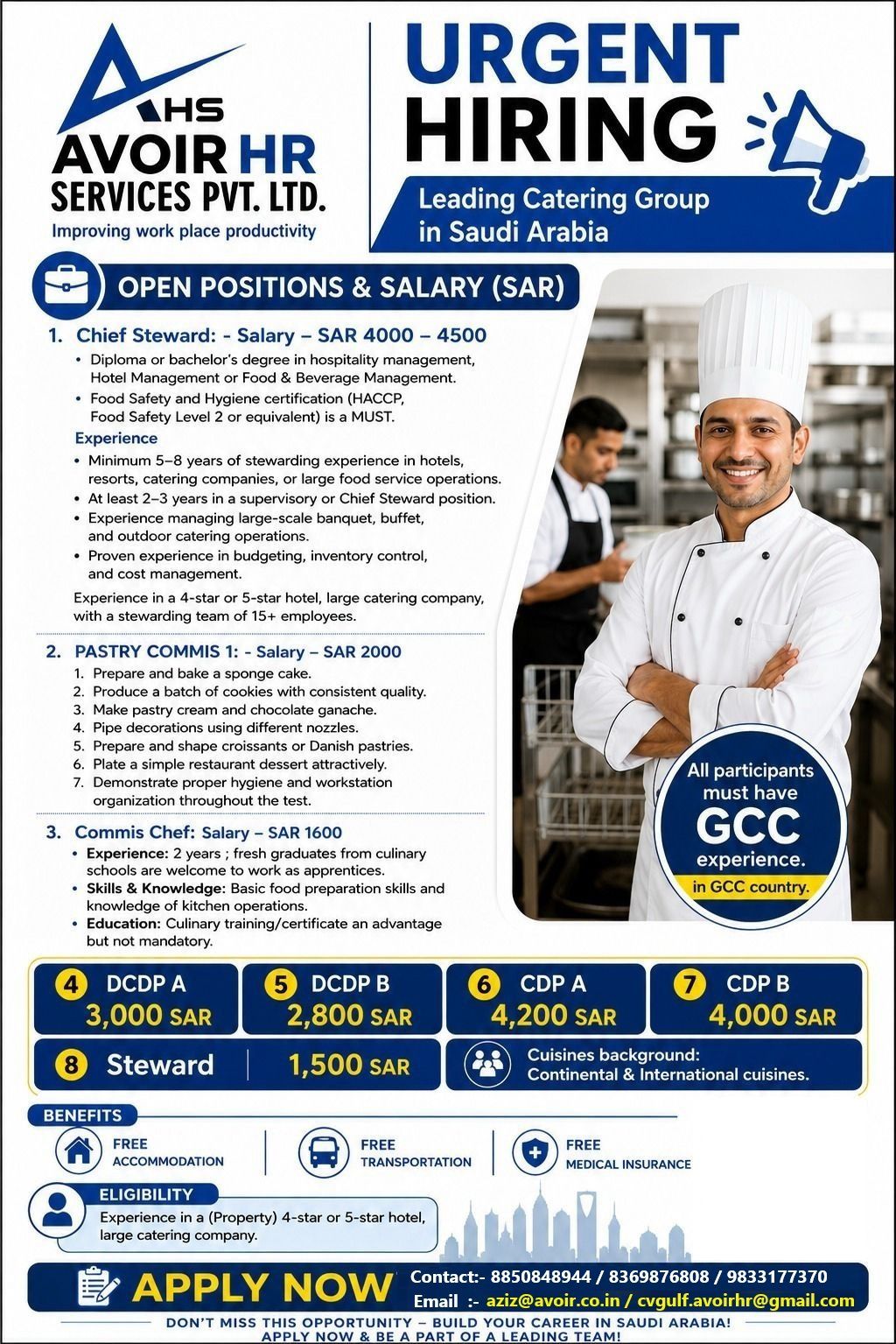 URGENT HIRING IN SAUDI ARABIA