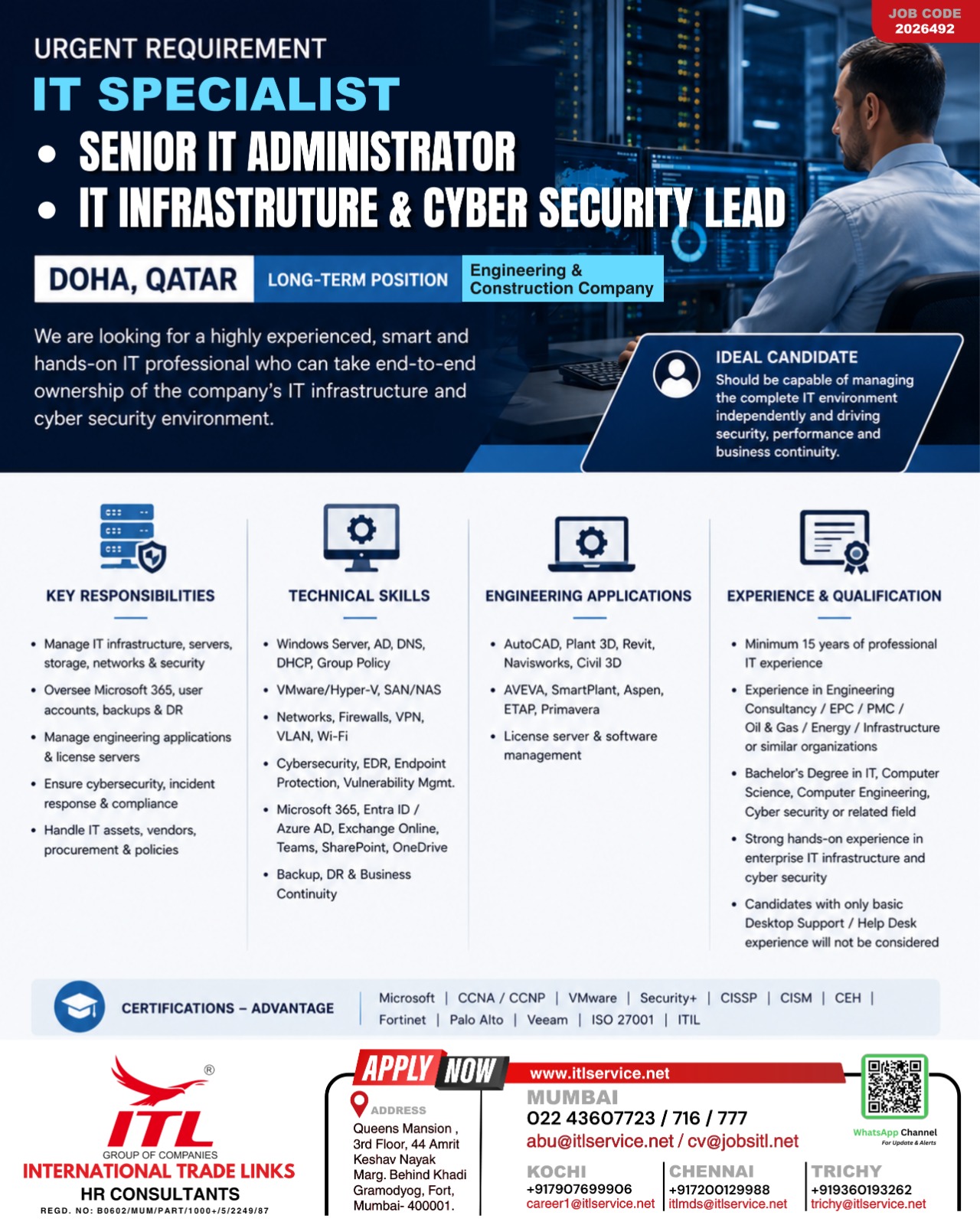 Urgent Hiring: Senior IT & Cyber Security Lead in Doha, Qatar