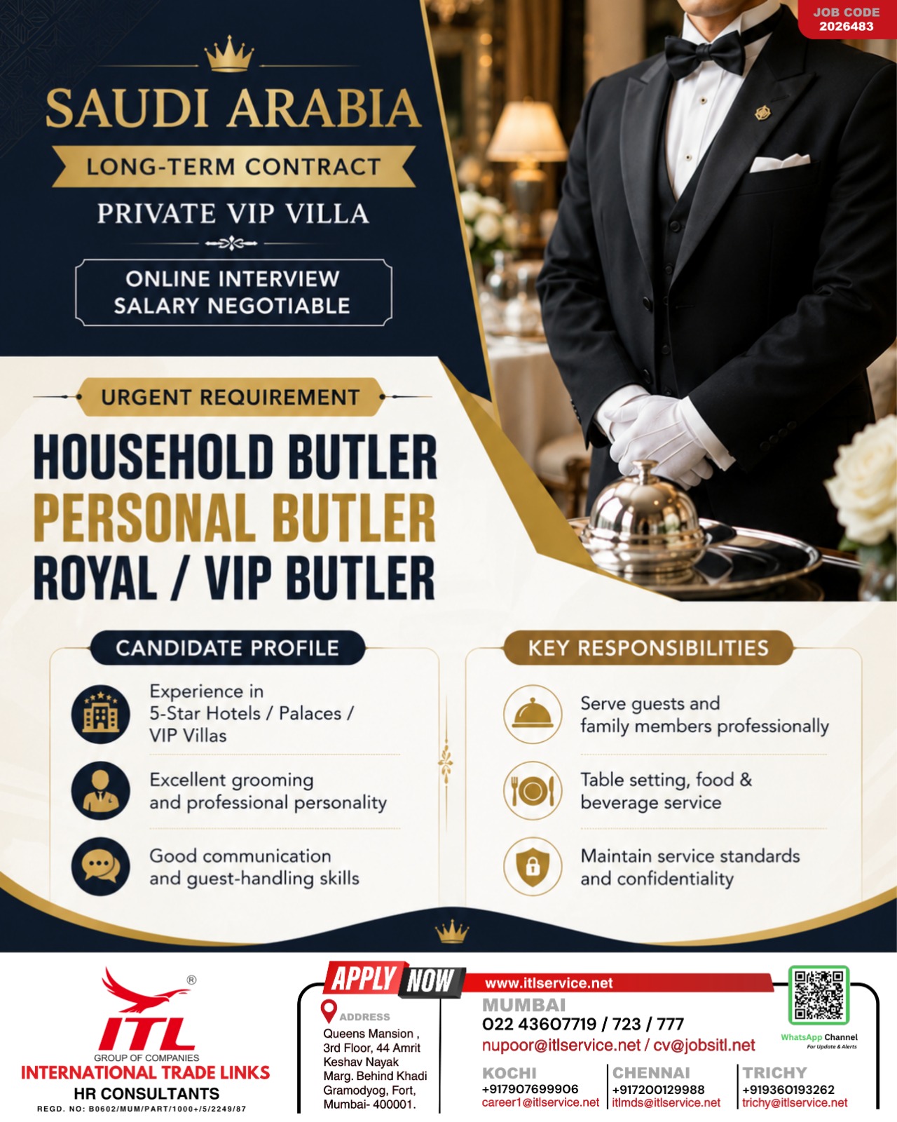 Urgent Job Opening: VIP Household Butler in Saudi Arabia