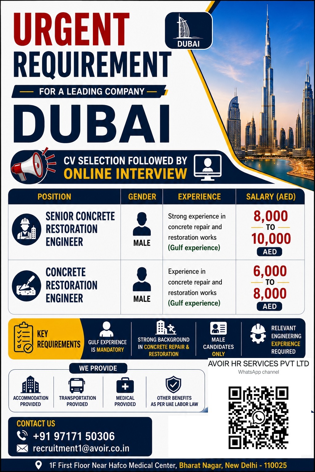 Urgent Job Openings: Concrete Restoration Engineers in Dubai