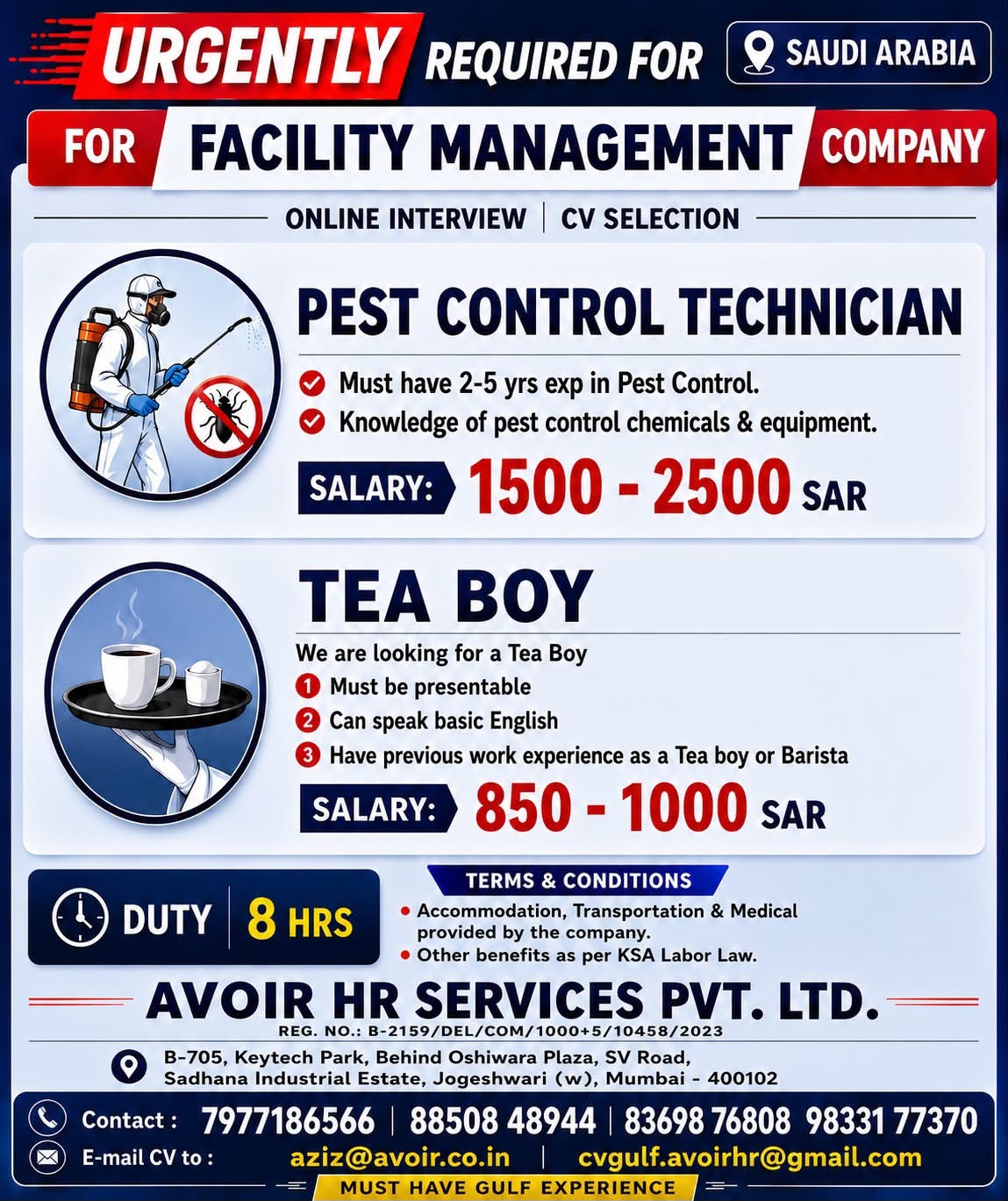 Urgent Job Openings: Facility Management in Saudi Arabia