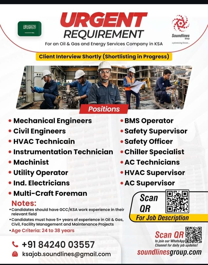 Urgent Job Openings: Oil & Gas Company in KSA
