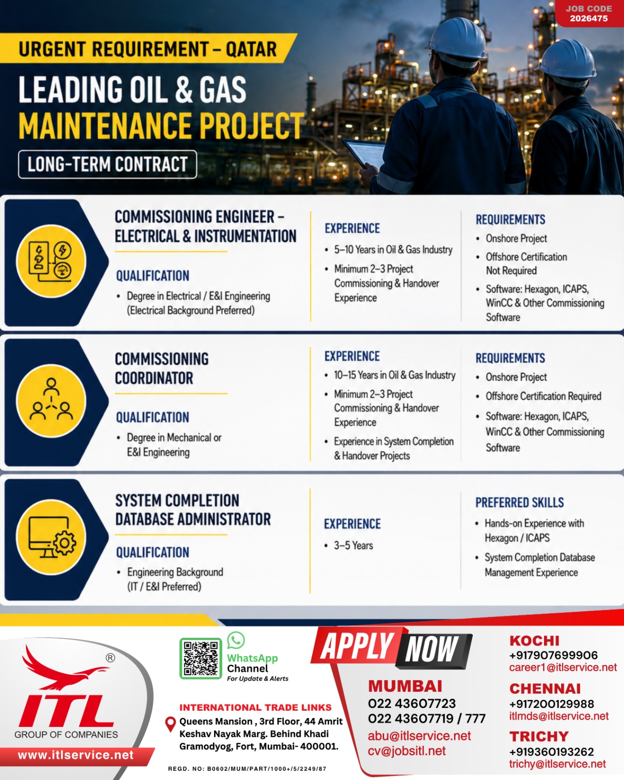Urgent Job Openings: Oil & Gas Project in Qatar